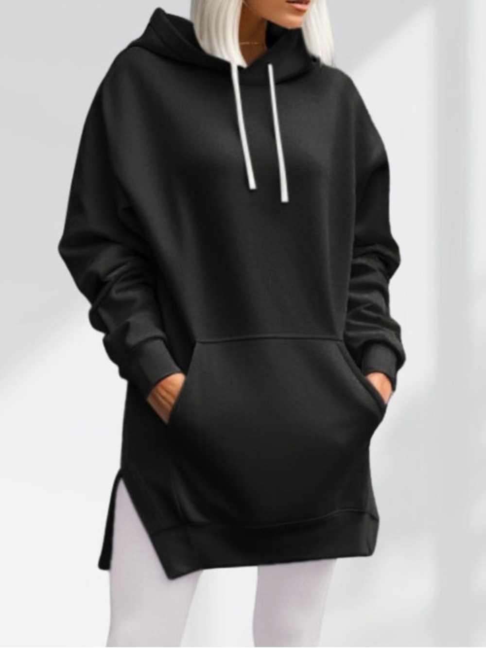 The Warmy Womens Black Oversized Pullover Hoodie With Pockets size S New in bag